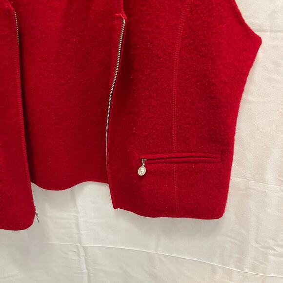 Bernardo Essentials 100% Wool Red Size Large Zipper Vest - Picture 4 of 10